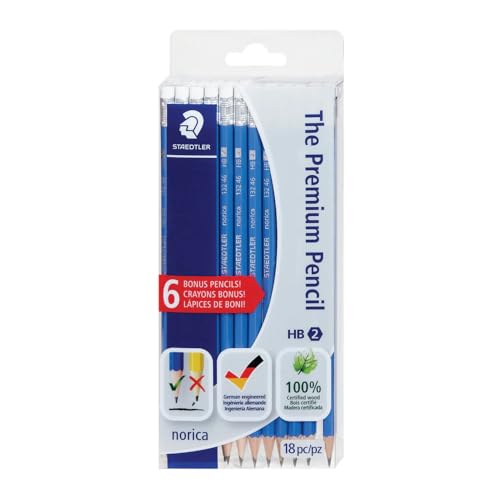 Staedtler 13246CB18P11TH The Premium Pencil, Norica, HB2 special lead, 12 Plus BONUS 6 for Total 18 Count - Click to Buy