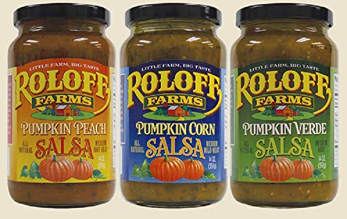 Roloff Farms Pumpkin Salsa Variety Pack (Peach, Corn, and Verde), 14 Ounce 3 Pack - Click to Buy