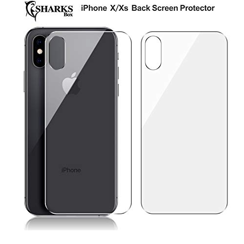 Sharks Box Designed for iPhone Xs Screen Protector Tempered Glass Back, iPhone X Back Protector, [Pack of 2] Back Tempered Glass Screen Protector for Apple iPhone X/XS 5.8 Inches - Click to Buy