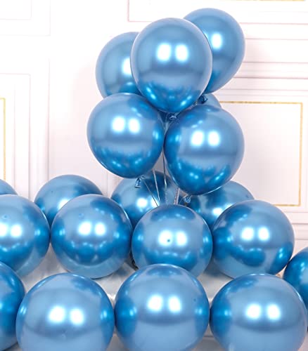 AULE Party Balloons 50 Pcs 12 inch Blue Metallic Chrome Helium Shiny Latex Thicken Balloons Wedding Birthday Baby Shower Graduation Christmas Carnival Party Decorations - Click to Buy