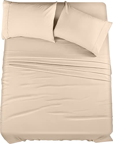 Utopia Bedding – Parure de lit 4 pièces, microfibre brossée, résistante au rétrécissement et à la décoloration, facile d'entretien (lit california king size, beige) - Click to Buy
