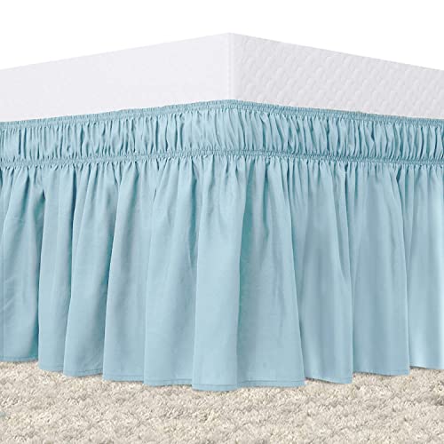 Guken Bed Skirt Elastic Dust Ruffle Wrap Around Dust Ruffled Skirts Easy Fit Wrinkle and Fade Resistant 15 Inch Drop Adjustable Bedskirt, Blue King - Click to Buy
