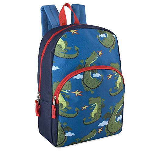 Trail maker Kids Character Backpacks for Boys & Girls (15") with Adjustable, Padded Back Straps (Dragon) - Click to Buy
