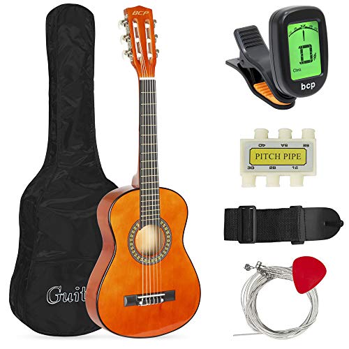 Best Choice Products 30in Kids Acoustic Guitar Beginner Starter Kit with Electric Tuner, Strap, Case, Strings - Brown - Click to Buy