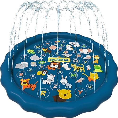 SplashEZ 3-in-1 Splash Pad, Sprinkler for Kids & Baby Pool for Learning – Toddler Sprinkler Pool, 60’’ Outside Water Toys – “from A to Z” Outdoor Play Mat for Babies & Toddlers - Click to Buy