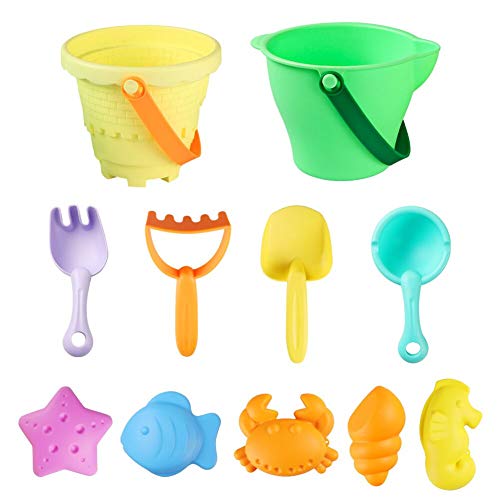 DX DA XIN Beach Sand Toys, Toddler Outdoor Pool Bath Play Set Sandbox Toys with Shovel, Bucket, Rakes and Mold, Fun Beach Toys for Toddlers Kids Boys Girls (11 Pcs) - Click to Buy