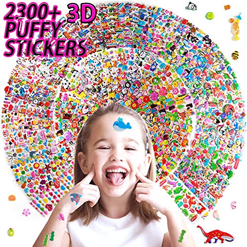 Sinceroduct Puffy Stickers for Kids?Novelty 64 Different Sheets Kids & Toddlers Mega Variety Pack - Over 2300 3D Puffy Stickers for Kids - Including Animals,Cars, Dinosaur, Fruits and More! - Click to Buy