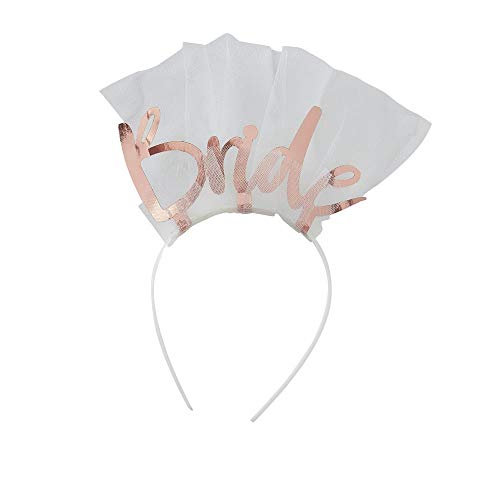 Ginger Ray Rose Gold Hen Party Bride To Be Headband Veil Accessory - Floral Hen, Multicolor - Click to Buy