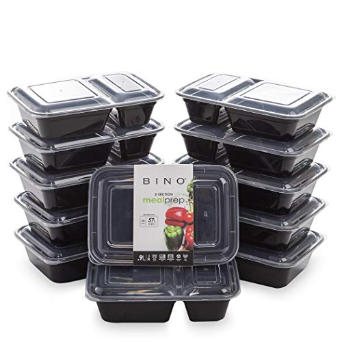 BINO | Food Containers with Cover | Light Blue 12-Piece Set, 30 oz. 2 Compartments | Meal Storage Containers| Microwave-Safe, Freezer-Safe, and Dishwasher-Safe, BPA-Free Plastic Containers with Lids - Click to Buy