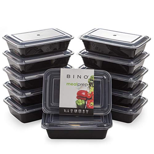 BINO | Food Containers with Cover, Black 12-Piece Set | Meal Storage Containers with Lids | Microwave-Safe, Freezer-Safe, and Dishwasher-Safe Containers with Lids | BPA-Free Food Storage Set - Click to Buy