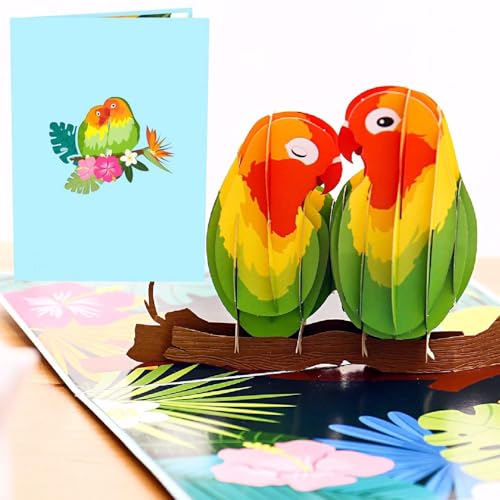 Liif Love Birds 3D Pop Up Anniversary Card for Wife, Husband, Couple, Valentines Day Card - Click to Buy