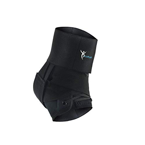 FitPlus, Premium Ankle Brace Support - Breathable Lace Up Adjustable Compression Support - Provides Relief and Support for Sprains, Strains, Arthritis, (Medium) - Click to Buy