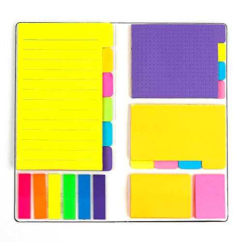Colored Divider Sticky Notes Bundle Set by mount huang, Prioritize with Color Coding, 60 Ruled (4x6), 48 Dotted (3x4), 48 Blank (4x3), 48 Orange and Pink, 25 per PET Color - 402 pcs - Click to Buy