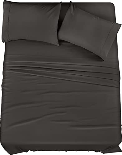 Utopia Bedding Bed Sheet Set - Soft Brushed Microfiber Fabric - Shrinkage & Fade Resistant - Easy Care (Full, Dark Grey) - Click to Buy