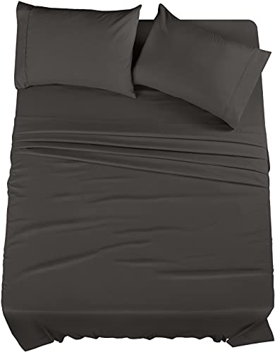 Utopia Bedding Bed Sheet Set - Soft Brushed Microfiber Fabric - Shrinkage & Fade Resistant - Easy Care (King, Dark Grey) - Click to Buy
