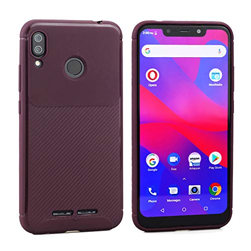 Acvensity Kompatibel mit Kohlefaser-TPU-Hülle für Blu Vivo XL4 (Rotwein). - Click to Buy
