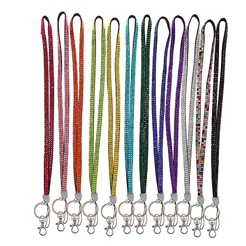 Fashion 12PCS Pack 32" All Around Crystal Neck Lanyard,Exclusive Blingbling ID Badge Holder,Sparkle Rhinestone Name Card Holder For Women(12X) - Click to Buy