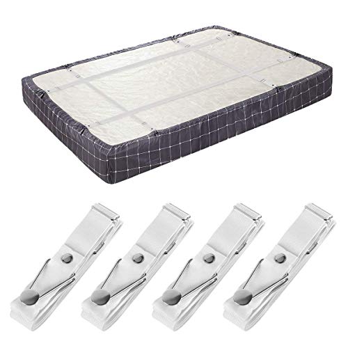 Bed Sheet Holder Straps- Adjustable Fitted Sheet Clips Bed Sheet Fastener Suspenders Elastic Gripper Holder Used for Bed Sheets,Mattress Covers, Sofa Cushion(Set of 4) - Click to Buy