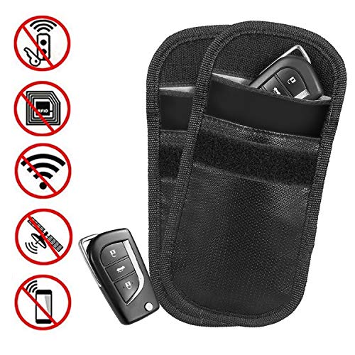Fireproof Faraday Bag, Passport Holder Fire Safe Key Fob Case, RFID Signal Blocking Anti-Tracking GPS Pouch for Cell Phone, Car Key, Credit Cards Privacy Protection Anti-Theft Wallet Case (Red) - Click to Buy