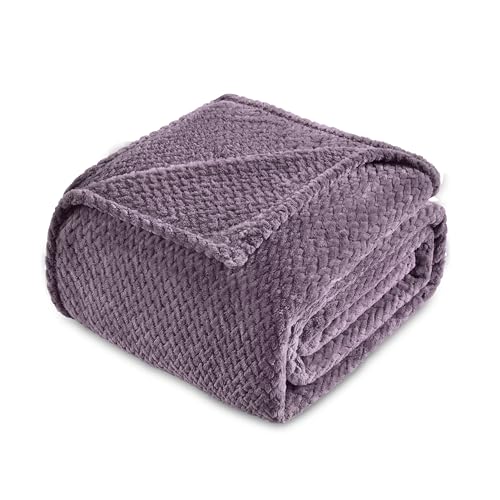 Kingole Flannel Fleece Luxury Throw Blanket, Lavender Purple Queen Size Jacquard Weave Pattern Cozy Couch/Bed Super Soft and Warm Plush Microfiber 350GSM (90 x 90 inches) - Click to Buy