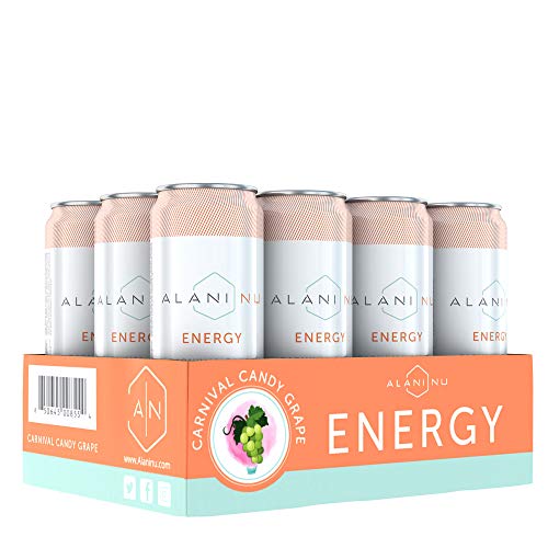 Alani Nu Sugar-Free Energy Drink, Pre-Workout Performance, Carnival Candy Grape, 12 oz Cans (Pack of 12) - Click to Buy