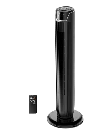 Midea FZ10-17JR Turmventilator Leise mit Fernbedienung 92CM, mobiler Lüfter,Ventilator Säulenventilator,7 Stunden Timer,3 Modi,3 Geschwindigkeiten,45W Standventilator,Schwarz - Click to Buy