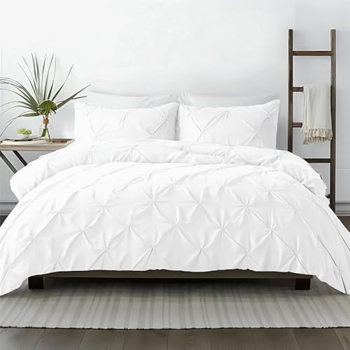 Kotton Culture 600 Thread Count Pinch Duvet Cover Only 100% Egyptian Cotton Breathable All Season Comforter Cover with Zipper Closure & Corner Ties Sateen Weave (White, Oversized King) - Click to Buy