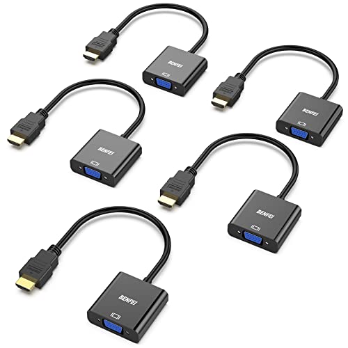 BENFEI HDMI to VGA 5 Pack, Gold-Plated HDMI to VGA Adapter (Male to Female) for Computer, Desktop, Laptop, PC, Monitor, Projector, HDTV, Chromebook, Raspberry Pi, Roku, Xbox and More - Black - Click to Buy