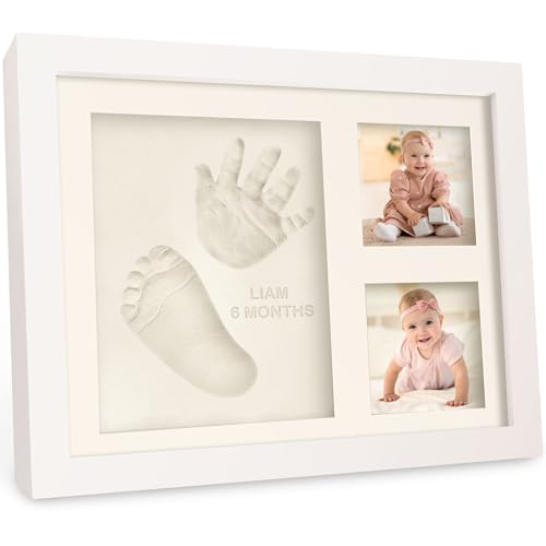 Baby Hand and Footprint Kit - Quick Dry Clay Baby Footprint Kit, Newborn Keepsake, Nursery Picture Frame for Boys, Girls, Personalized Gifts for Baby Shower, Registry & Mother's Day (Alpine White)