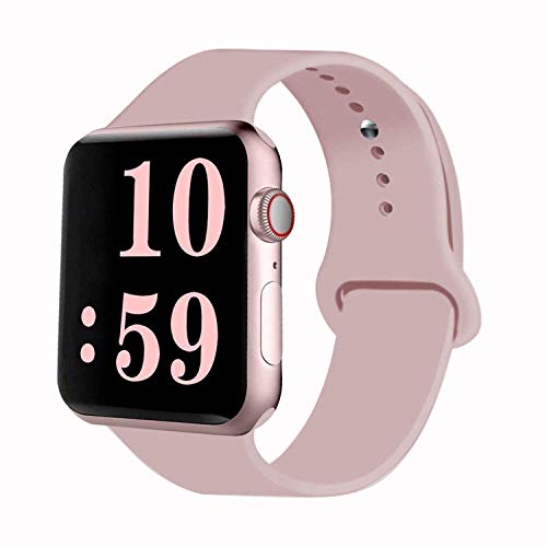 VATI Sport Band Compatible for Watch Band 38mm 40mm, Soft Silicone Sport Strap Replacement Bands Compatible with Watch SE/6/5/4/3/2/1, 38MM 40MM S/M (Pink Sand) - Click to Buy