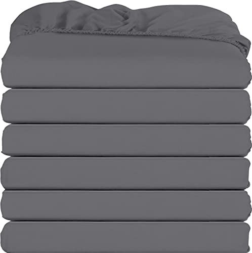 Utopia Bedding Twin Fitted Sheets - Bulk Pack of 6 Bottom Sheets - Soft Brushed Microfiber - Deep Pockets - Shrinkage & Fade Resistant - Easy Care (Grey)