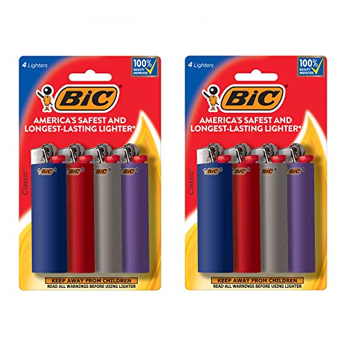 BIC Classic Maxi Pocket Lighter, Safe and Reliable, Assorted Colors, 8-Pack of Lighters (Colors and Packaging May Vary - Click to Buy