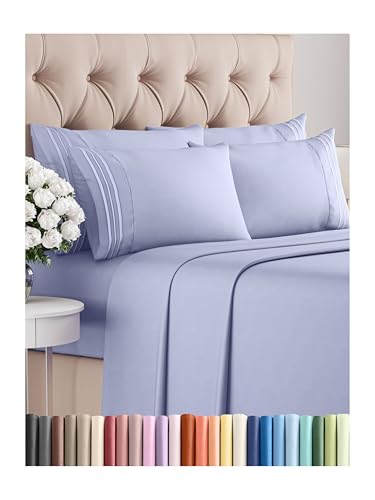 Queen 6 Piece Sheet Set - Comfy, Breathable & Cooling - Hotel Luxury Bedding for Women, Men, Kids & Teens - 1 Flat & 1 Fitted Sheet & 4 Pillowcases w/ Deep Pockets - Soft and Wrinkle Free - Lavender - Click to Buy