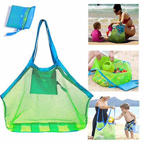 Mesh Beach Bag Extra Large Beach Bags and Totes Tote Backpack Toys Towels Sand Away for Holding Beach Toys Childrenââ‚¬â„¢ Toys Market Grocery Picnic Tote - Click to Buy