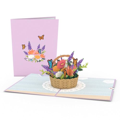 Lovepop Flower Basket Pop Up Card - Greeting Card, 3D Card, Card for Mom, Card for Wife, Flower Card, Pop Up Birthday Card, Spring Card, Valentine's Day Card, Greeting Card, Thank You Card, Appreciation Card