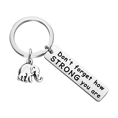 MYOSPARK Elephant Keychain Don't Forget How Strong You Are Inspirational Gift For Graduate Elephant Lovers (Elephant Keychain) - Click to Buy