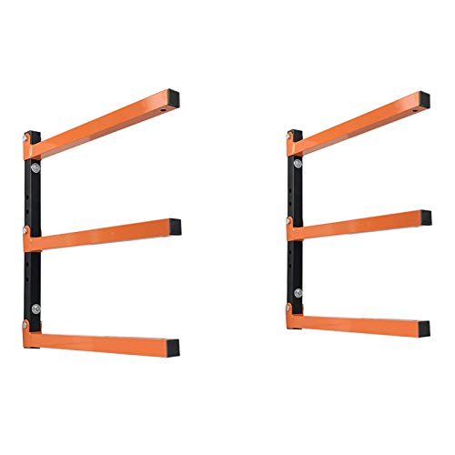 Homydom Lumber Storage Rack Wood Organizer Wall Mount Rack Heavy Duty Metal Saving Indoor & Outdoor Space with 3-Level, 2 Pack - Click to Buy