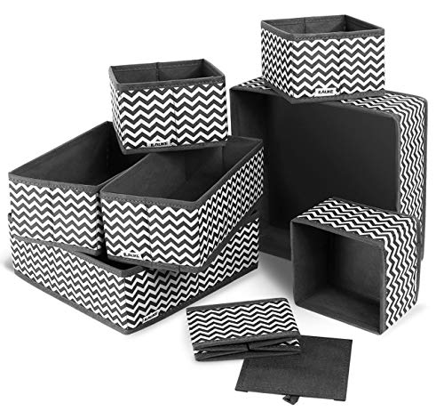 ilauke Lot de 8 paniers de rangement pliables en tissu pour chaussettes, soutiens-gorge, vêtements de bébé, gris - Click to Buy