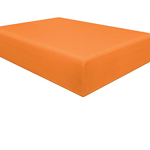 NTBAY Microfiber King Fitted Sheet, Wrinkle, Fade, Stain Resistant Deep Pocket Bed Sheet, Orange - Click to Buy