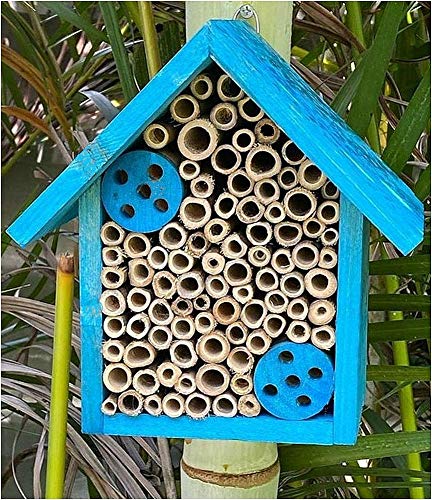 Mason Bee Houses and Supplies : Hand Made Bamboo Tube Bee Hotel for Solitary Bees - Attract More Gentle Pollinating Bees to Your Garden with a Safe Bee Home Made from FSC Certified Wood - Click to Buy