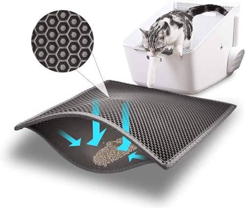 Bull-o Cat Litter Mat Litter Trapper Size 24ââ‚¬ X 15ââ‚¬ Honeycomb Double-Layer Design Waterproof Urine Proof Material 2-Layer Sifting Easy Clean Scatter Control - Click to Buy