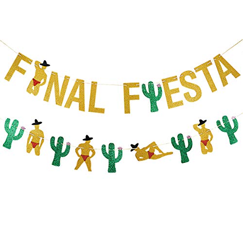 Goldfarbenes glitzerndes Finales Fiesta Banner und glitzernde Kaktus-Girlande, mexikanisches Fiestathema, Party-Dekoration, Junggesellenabschiede - Click to Buy