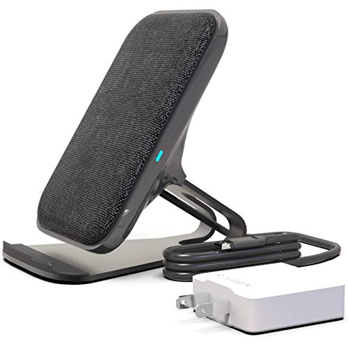 RAIGEN Wireless Charging Stand + Fast Charge AC Adapter Modern Fabric Canvas Design 7.5W for iPhone Xs MAX XR X 8 Plus, 10W for Samsung Galaxy S10 S9 S8 S7 Note 9/8 (Charcoal) - Click to Buy