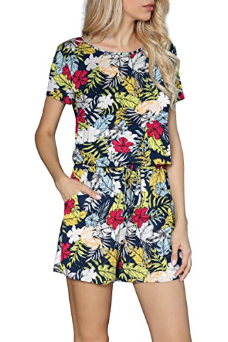 LAINAB Women's Casual Summer Short Sleeve Playsuit Jumpsuits Rompers Shorts with Pockets - Click to Buy