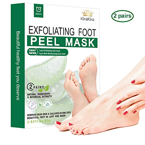 KiraKira 2 Pairs Foot Peel Mask, Exfoliant and Moisturizing for Soft Feet in 1 Week, Exfoliating Booties for Peeling Off Calluses & Dead Skin, For Men & Women - Click to Buy