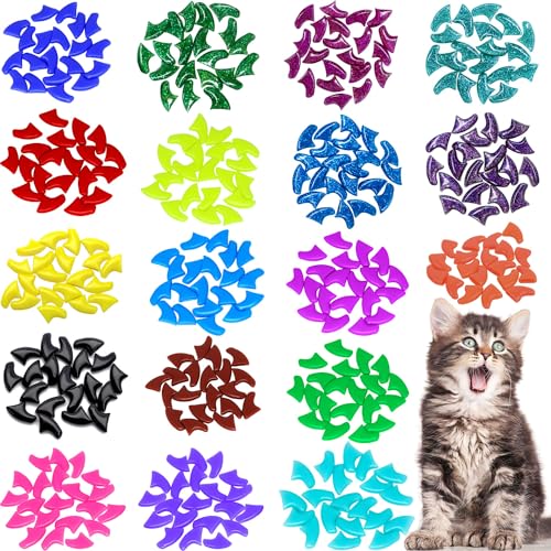 VICTHY 120pcs Cat Nail Caps, Colorful Pet Cat Soft Claws Nail Covers for Cat Claws with Adhesive and Applicatorsm Extra Small - Click to Buy