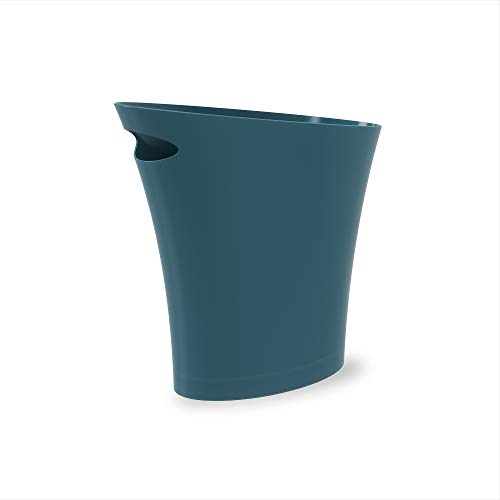 Umbra Skinny Sleek & Stylish Bathroom Trash, Small Garbage Can Wastebasket for Narrow Spaces at Home or Office, Single Pack, Lagoon Blue