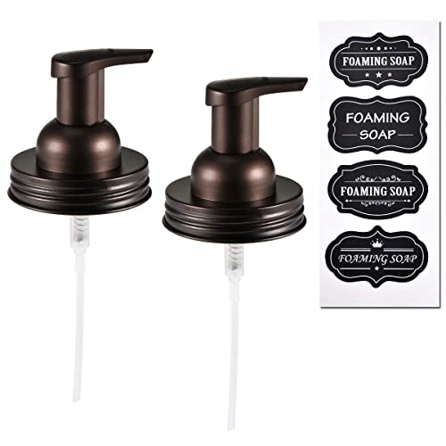 Mason Jar Foaming Soap Dispenser Lids - Bronze - Rustproof Stainless Steel Lid / BPA Free Pump,With Waterproof Chalkboard Labels Stickers - Rustic Farmhouse Décor Bronze Bathroom Acces-sories / Bronze - Click to Buy