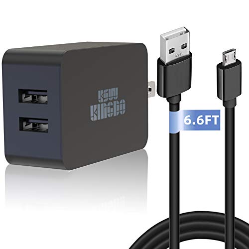 Micro USB Fast Charger, Android Charger with Android Cable, Dual Port USB Wall Charger, Compatible with Samsung Galaxy S7 S6 J8 J7 Note 5,Kindle,LG,PS4,Camera, with 6.6FT Micro USB Cable (Black) - Click to Buy