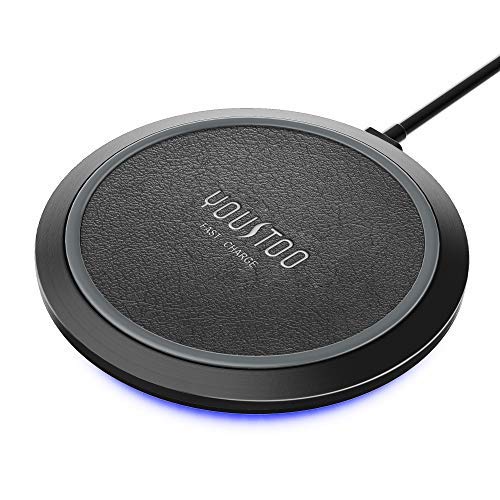 YOUSTOO Qi-Certified Wireless Charger, Leather Surface 10W/7.5W Compatible iPhone SE, 11, 11 Pro, 11 Pro Max, Xs, XR, X, 8, 8 Plus, AirPods, Galaxy S20 S10 S9 S8, Note 10 9 8 (No AC Adapter) - Click to Buy